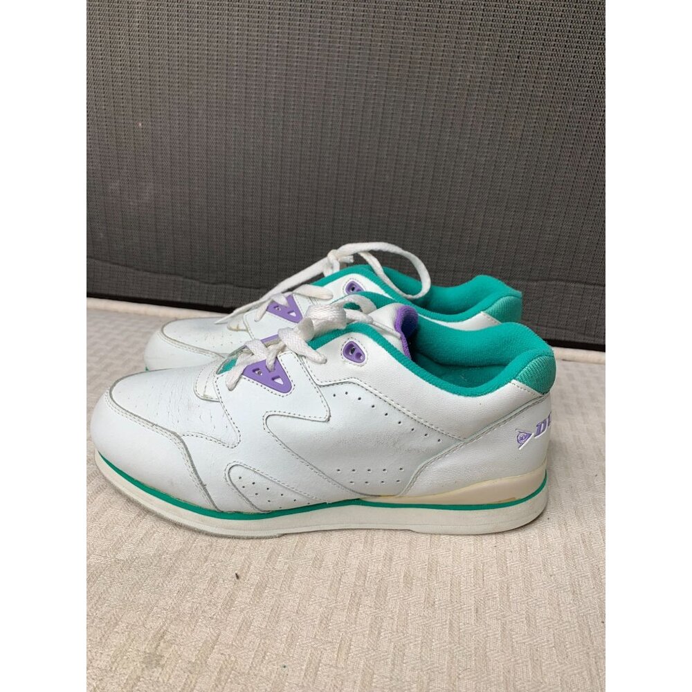 Dunlop Women's Size 10 White With Teal & Purple Accents Retro Sneakers